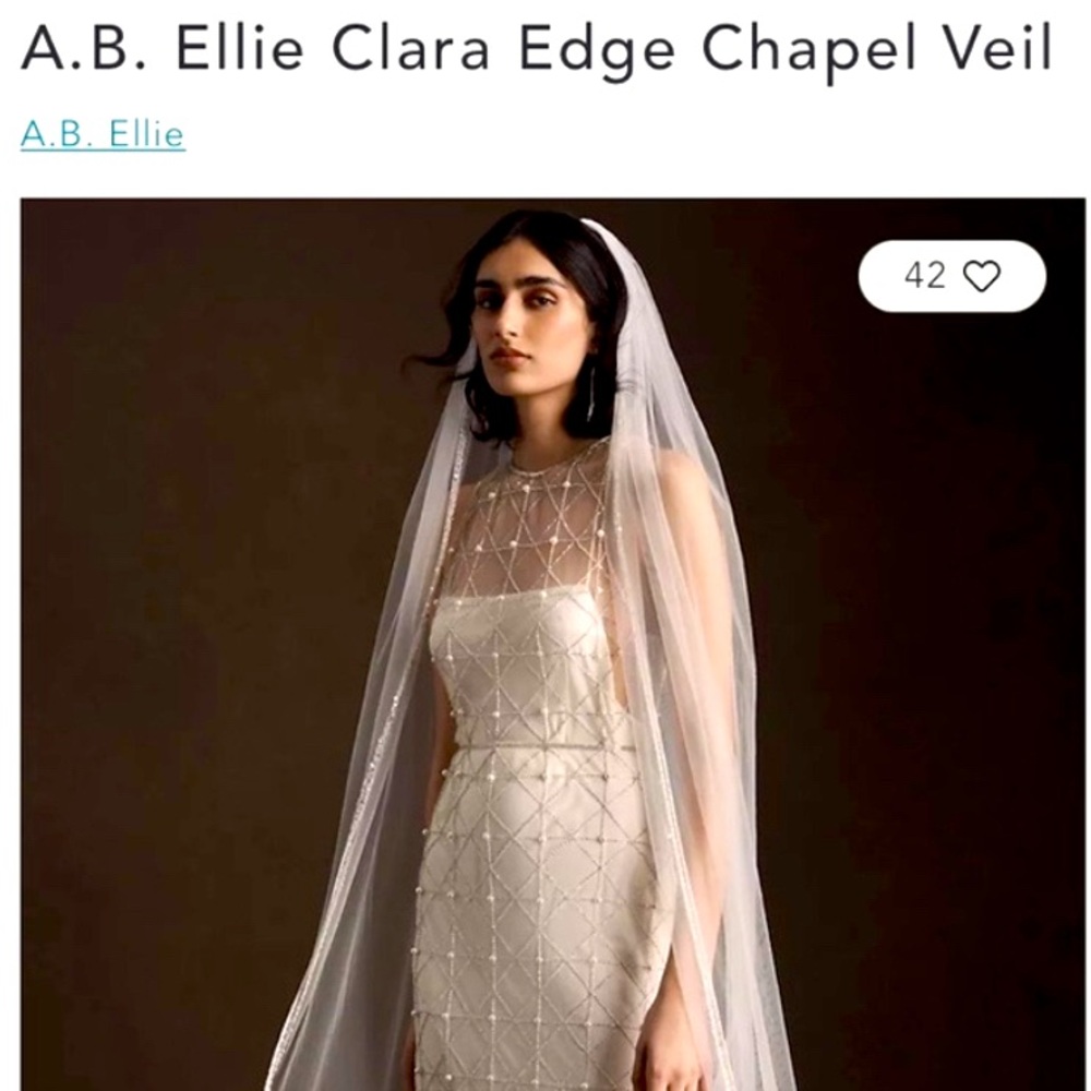 A. B. Ellie Clara Chapel Length Veil- Perfect Condition